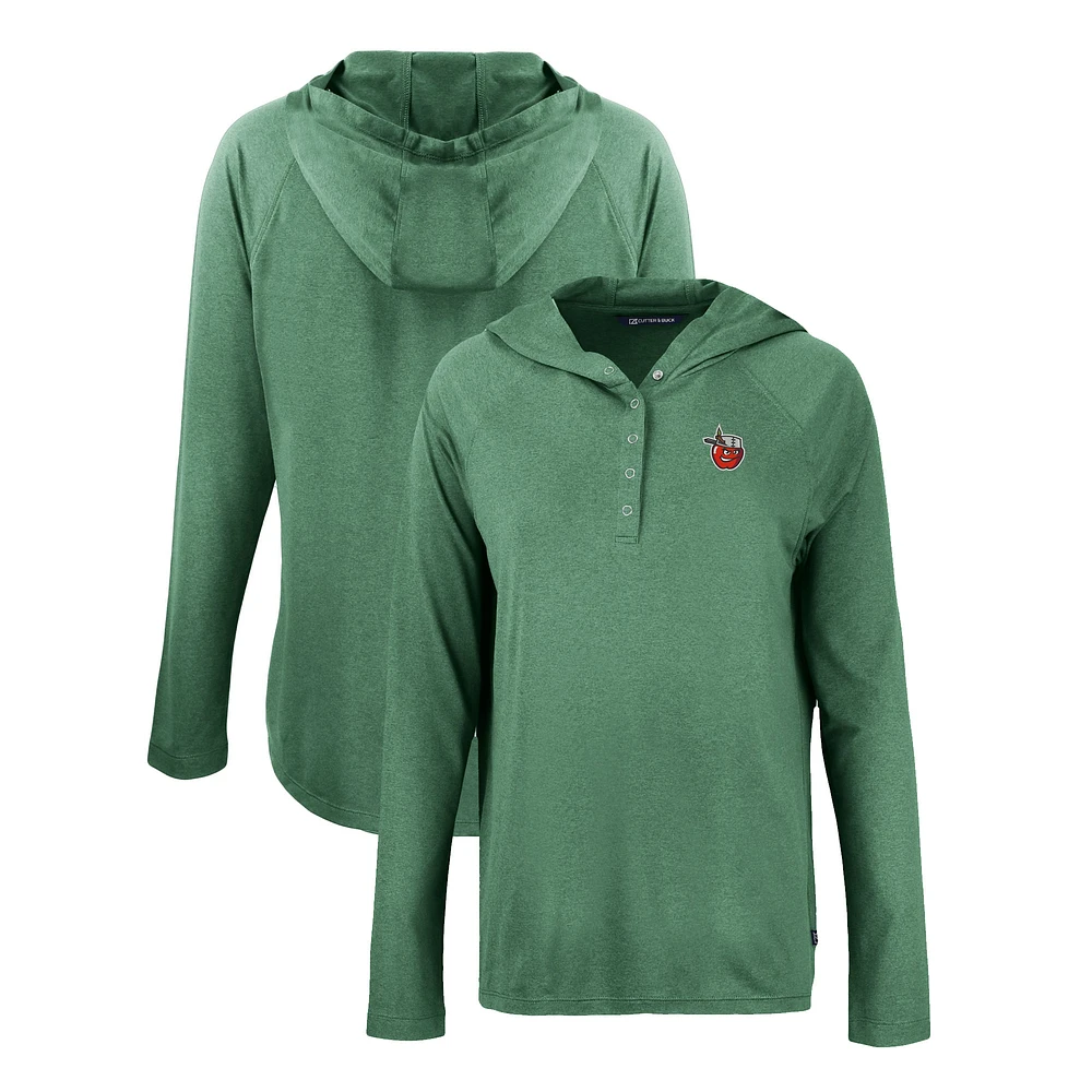 Women's Cutter & Buck Green Fort Wayne TinCaps Coastline Epic Comfort Eco Recycled Long Sleeve Hoodie T-Shirt