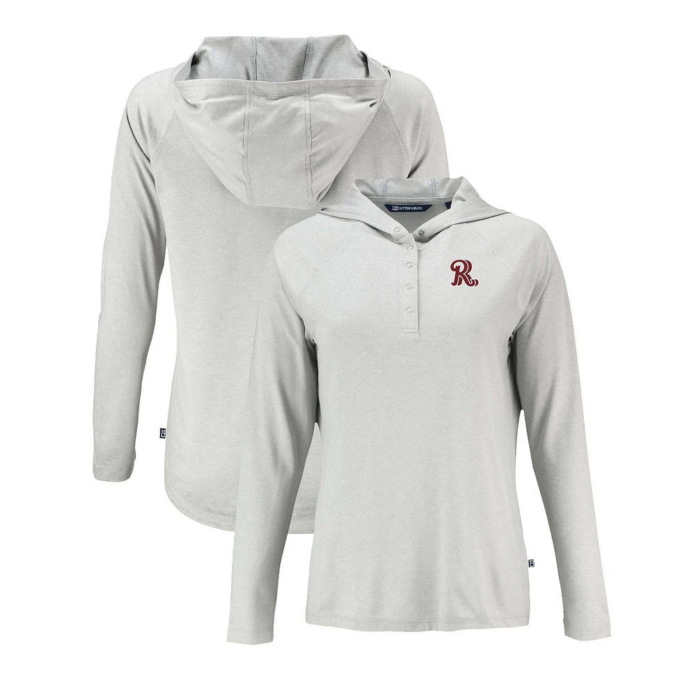 Women's Cutter & Buck Gray Frisco RoughRiders Coastline Epic Comfort Eco Recycled Long Sleeve Hoodie T-Shirt