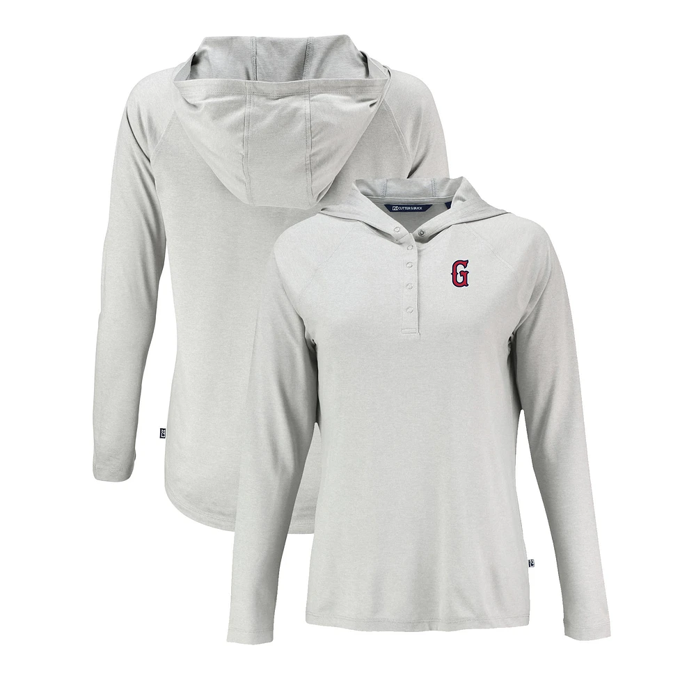 Women's Cutter & Buck Gray Greenville Drive Coastline Epic Comfort Eco Recycled Long Sleeve Hoodie T-Shirt