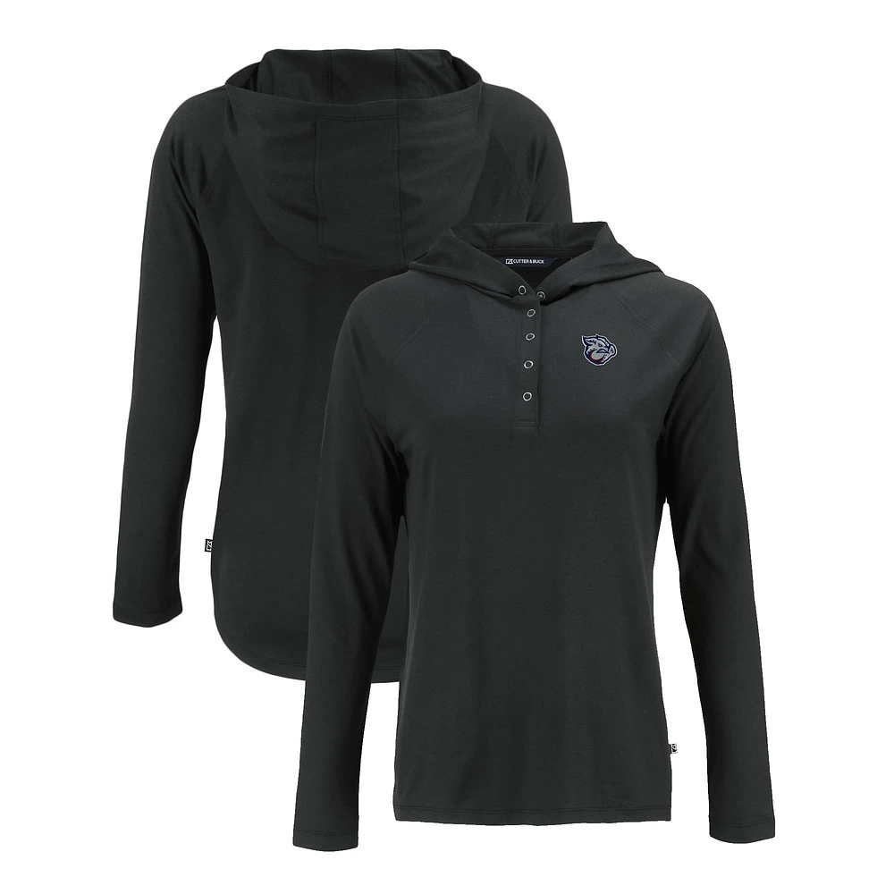 Women's Cutter & Buck Lehigh Valley IronPigs Coastline Epic Comfort Eco Recycled Long Sleeve Hoodie T-Shirt