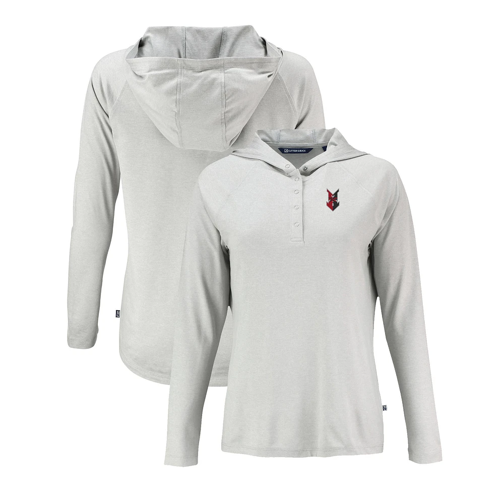 Women's Cutter & Buck Gray Indianapolis Indians Coastline Epic Comfort Eco Recycled Long Sleeve Hoodie T-Shirt