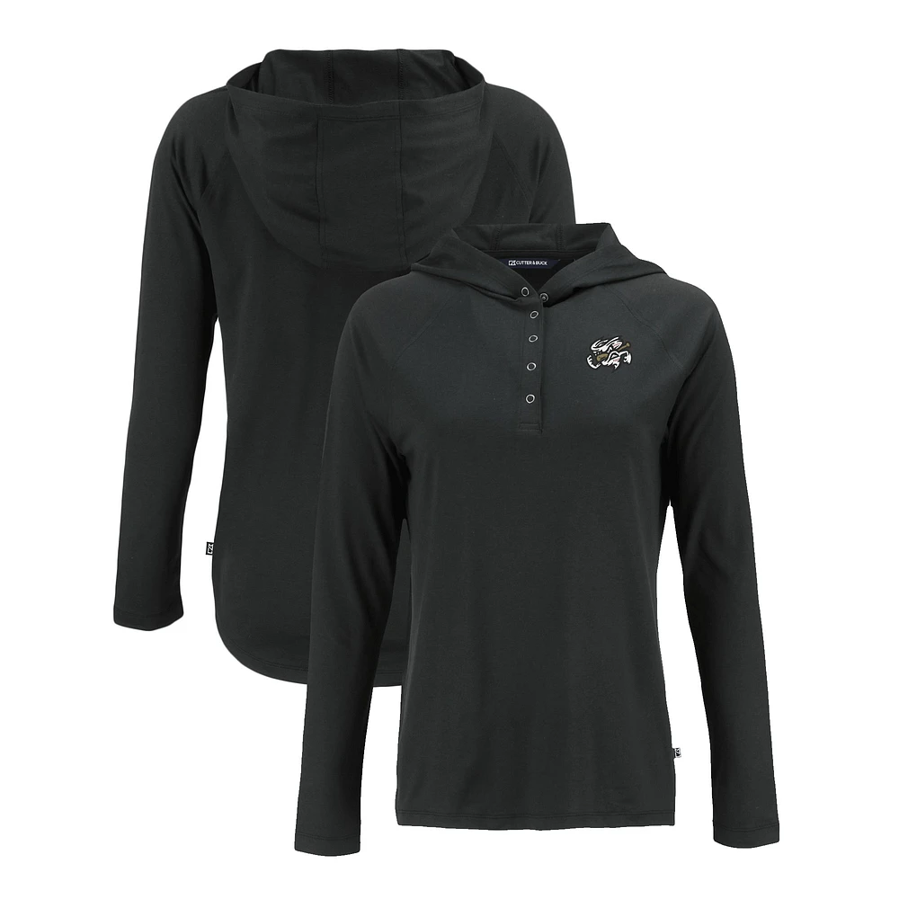 Women's Cutter & Buck Black Omaha Storm Chasers Coastline Epic Comfort Eco Recycled Long Sleeve Hoodie T-Shirt