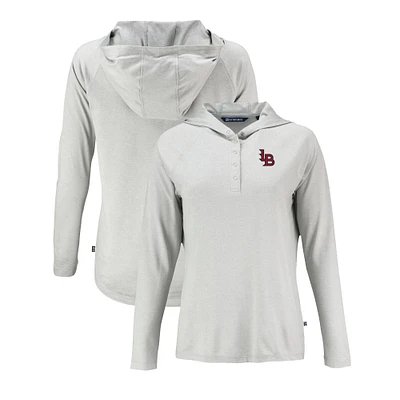 Women's Cutter & Buck Gray Louisville Bats Coastline Epic Comfort Eco Recycled Long Sleeve Hoodie T-Shirt