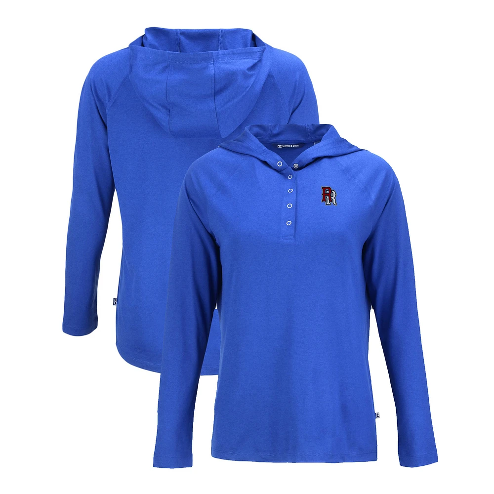 Women's Cutter & Buck Blue Round Rock Express Coastline Epic Comfort Eco Recycled Long Sleeve Hoodie T-Shirt