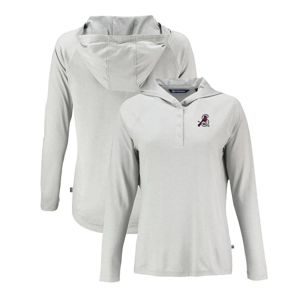 Women's Cutter & Buck Gray Springfield Cardinals Coastline Epic Comfort Eco Recycled Long Sleeve Hoodie T-Shirt