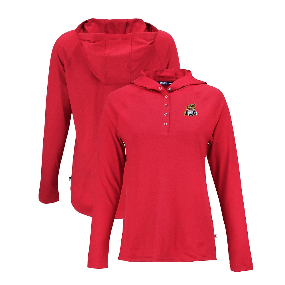 Women's Cutter & Buck Red Toledo Mud Hens Coastline Epic Comfort Eco Recycled Long Sleeve Hoodie T-Shirt