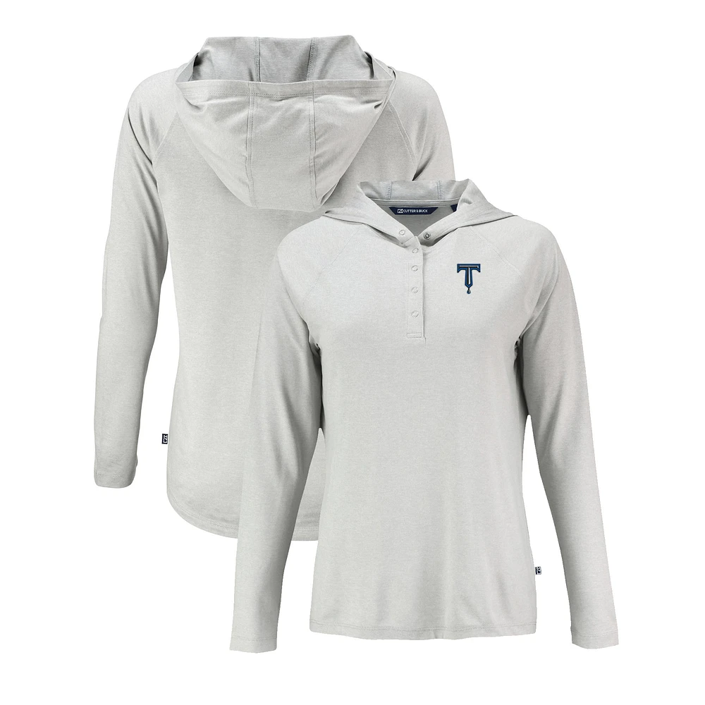 Women's Cutter & Buck Gray Tulsa Drillers Coastline Epic Comfort Eco Recycled Long Sleeve Hoodie T-Shirt
