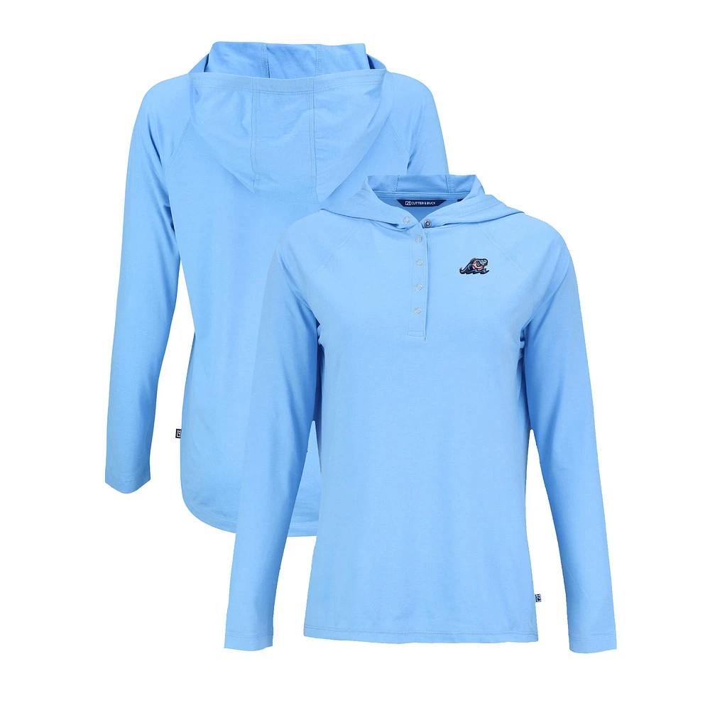 Women's Cutter & Buck Powder Blue West Michigan Whitecaps Coastline Epic Comfort Eco Recycled Long Sleeve Hoodie T-Shirt