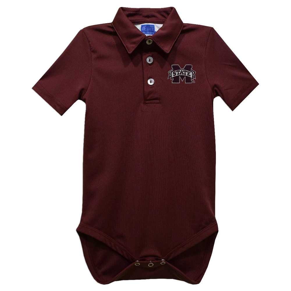 Infant Vive La Fete Maroon Mississippi State Bulldogs Polo Bodysuit