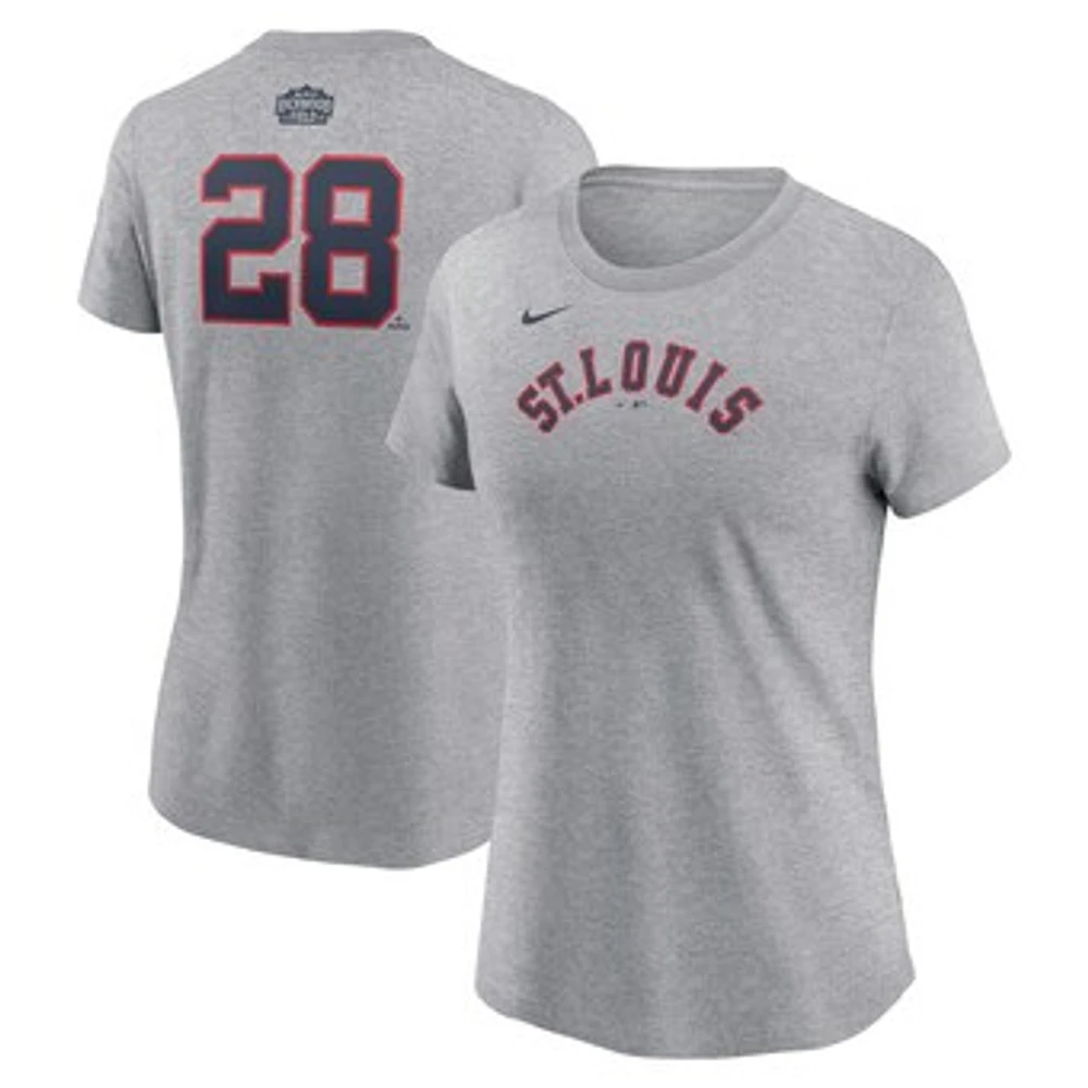 Women's Nike Nolan Arenado Gray St. Louis Cardinals 2024 Rickwood Classic Fuse Name & Number T-Shirt