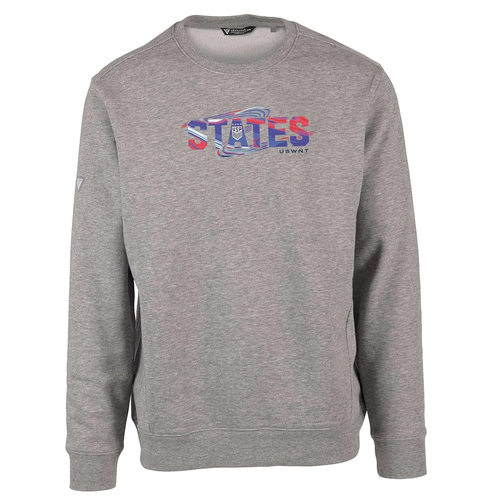 Men's Levelwear Gray USWNT Zane Stateside Crew Neck Pullover Sweatshirt