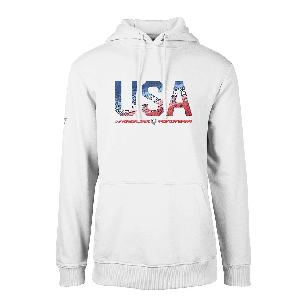 Men's Levelwear White USMNT Pixel Podium Pullover Hoodie
