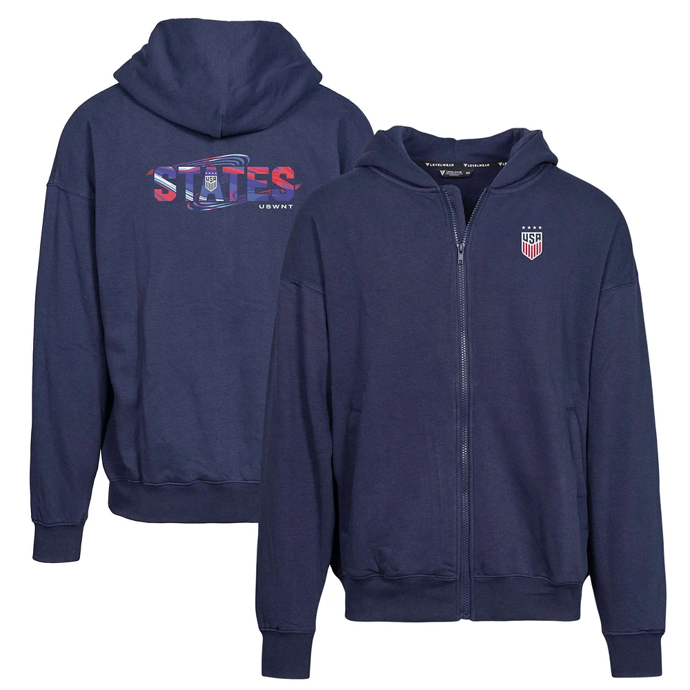 Men's Levelwear Navy USWNT Uphill Stateside Full-Zip Hoodie Jacket