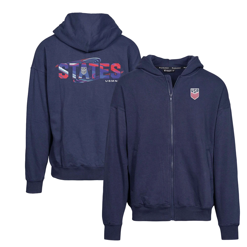 Men's Levelwear Navy USMNT Uphill Stateside Full-Zip Hoodie Jacket