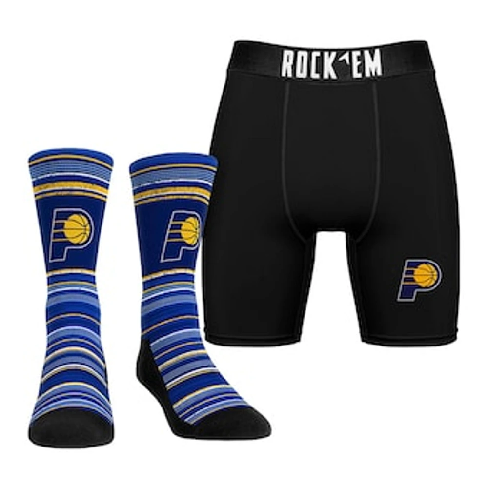 Men's Rock Em Socks Indiana Pacers Primary Crew & Boxer Briefs Combo Pack
