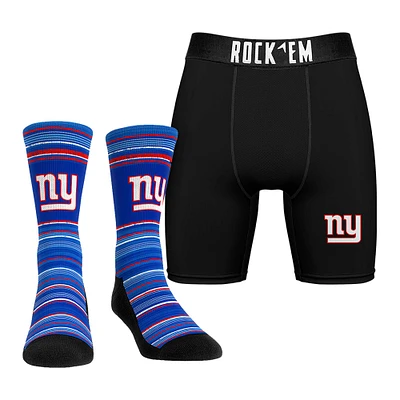 Men's Rock Em Socks New York Giants Primary Crew & Boxer Briefs Combo Pack