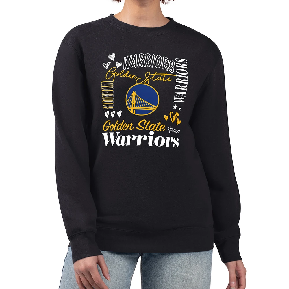 Women's G-III 4Her by Carl Banks Golden State Warriors Collage Team Graphic Fleece Pullover Sweatshirt