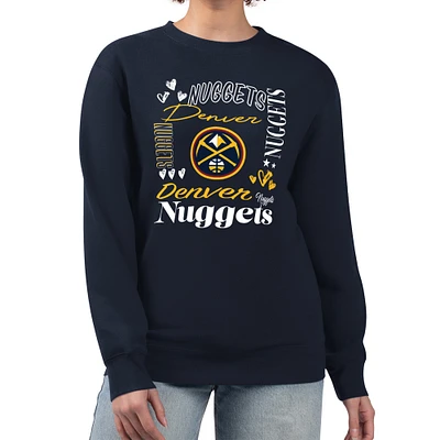 Women's G-III 4Her by Carl Banks Navy Denver Nuggets Collage Team Name Fleece Pullover Sweatshirt