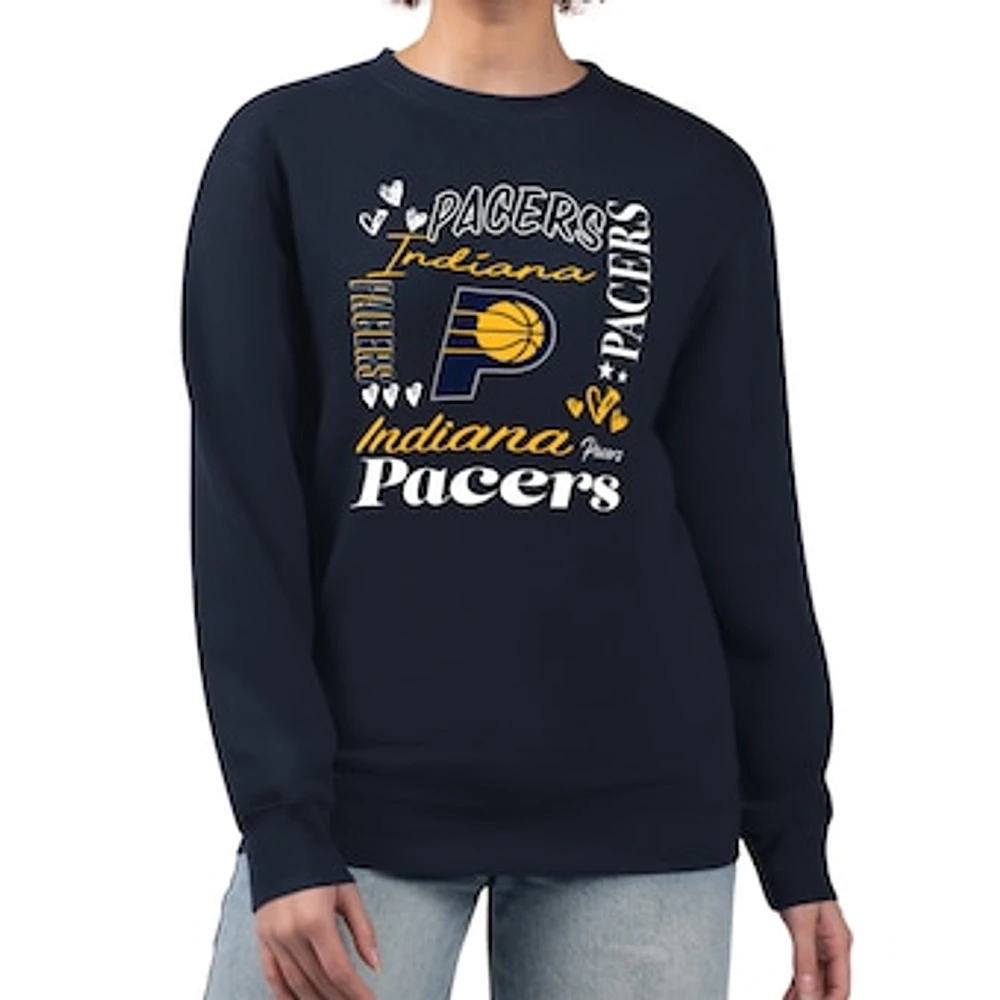 Women's G-III 4Her by Carl Banks Navy Indiana Pacers Collage Team Graphic Fleece Pullover Sweatshirt
