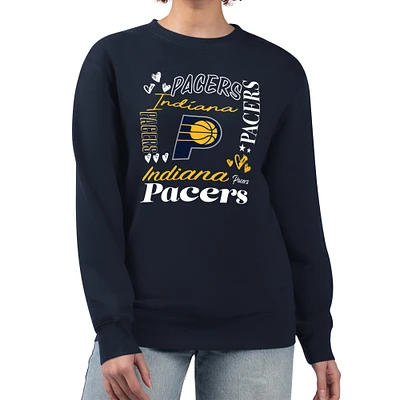 Women's G-III 4Her by Carl Banks Navy Indiana Pacers Collage Team Graphic Fleece Pullover Sweatshirt