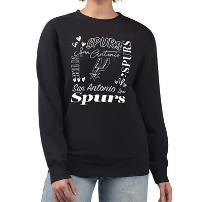 Women's G-III 4Her by Carl Banks Black San Antonio Spurs Collage Team Graphic Fleece Pullover Sweatshirt