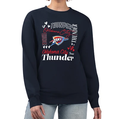 Women's G-III 4Her by Carl Banks Navy Oklahoma City Thunder Collage Team Graphic Fleece Pullover Sweatshirt