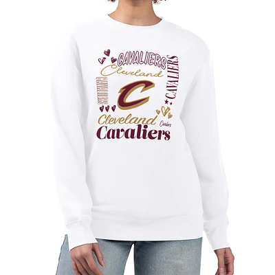 Women's G-III 4Her by Carl Banks White Cleveland Cavaliers Collage Team Graphic Fleece Pullover Sweatshirt