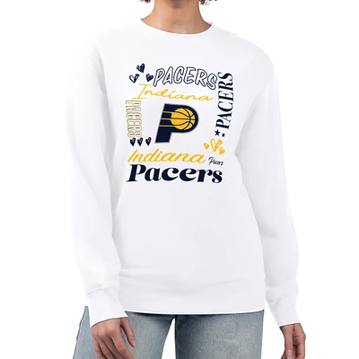 Women's G-III 4Her by Carl Banks White Indiana Pacers Collage Team Graphic Fleece Pullover Sweatshirt