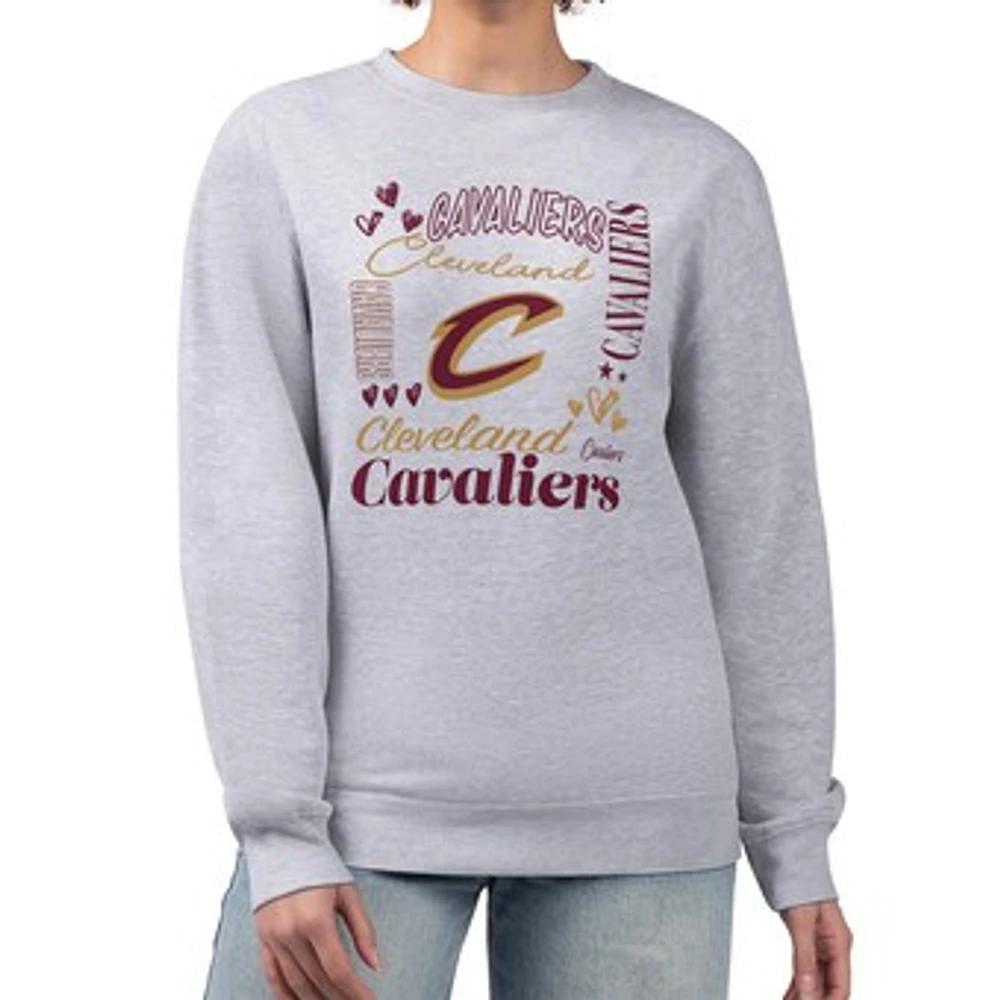 Women's G-III 4Her by Carl Banks Heather Gray Cleveland Cavaliers Collage Team Graphic Fleece Pullover Sweatshirt