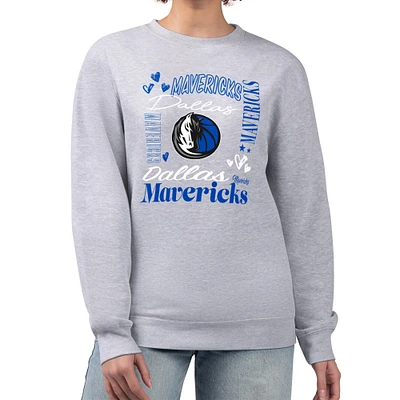 Women's G-III 4Her by Carl Banks Heather Gray Dallas Mavericks Collage Team Graphic Fleece Pullover Sweatshirt