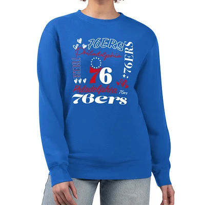 Women's G-III 4Her by Carl Banks Royal Philadelphia 76ers Collage Team Graphic Fleece Pullover Sweatshirt