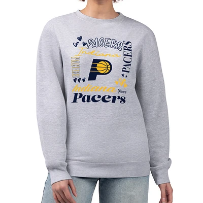 Women's G-III 4Her by Carl Banks Heather Gray Indiana Pacers Collage Team Graphic Fleece Pullover Sweatshirt