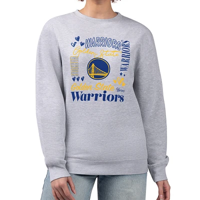 Women's G-III 4Her by Carl Banks Heather Gray Golden State Warriors Collage Team Graphic Fleece Pullover Sweatshirt