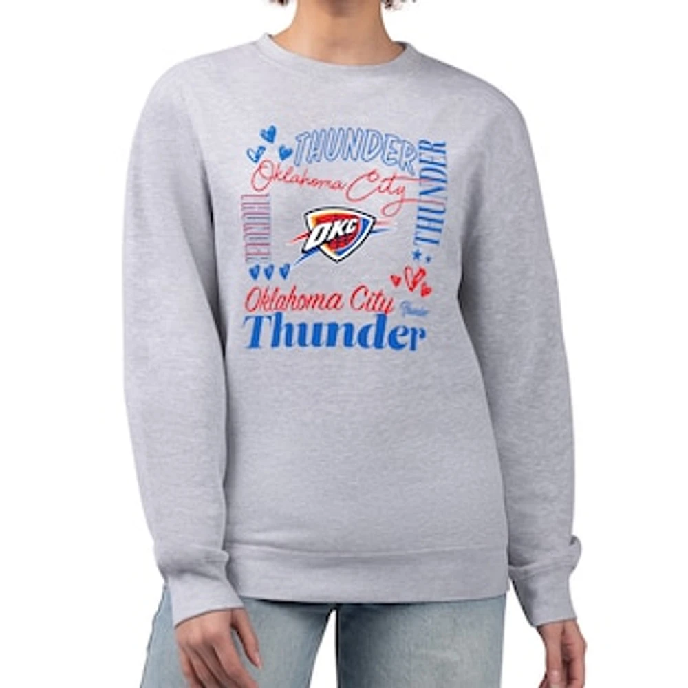 Women's G-III 4Her by Carl Banks Heather Gray Oklahoma City Thunder Collage Team Graphic Fleece Pullover Sweatshirt