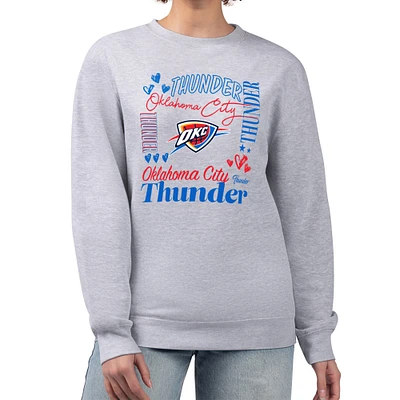 Women's G-III 4Her by Carl Banks Heather Gray Oklahoma City Thunder Collage Team Graphic Fleece Pullover Sweatshirt