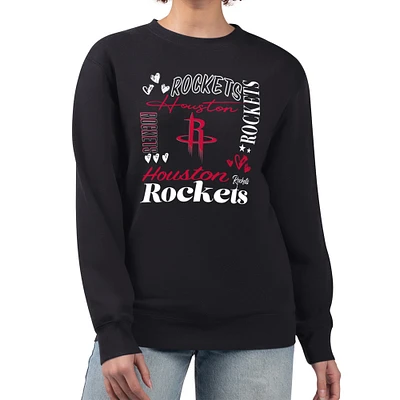Women's G-III 4Her by Carl Banks Black Houston Rockets Collage Team Graphic Fleece Pullover Sweatshirt