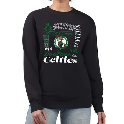 Women's G-III 4Her by Carl Banks Boston Celtics Collage Team Graphic Fleece Pullover Sweatshirt