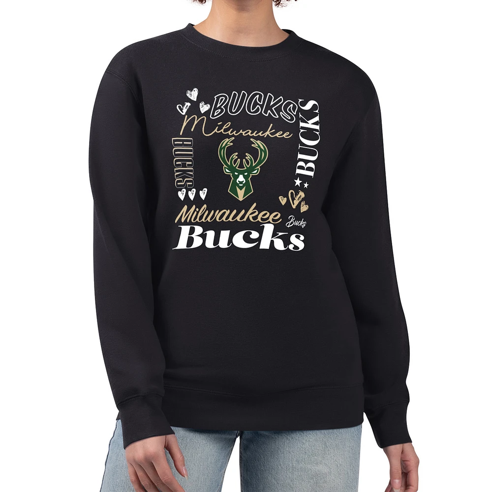 Women's G-III 4Her by Carl Banks Milwaukee Bucks Collage Team Graphic Fleece Pullover Sweatshirt