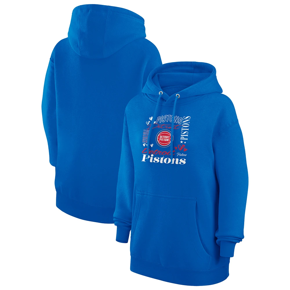 Women's G-III 4Her by Carl Banks Detroit Pistons Team Collage Graphic Fleece Pullover Hoodie