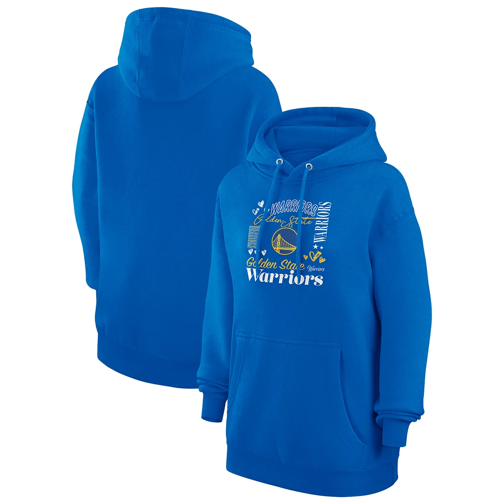 Women's G-III 4Her by Carl Banks Royal Golden State Warriors Team Collage Graphic Fleece Pullover Hoodie
