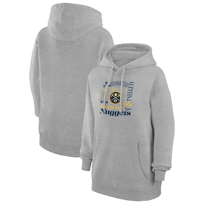 Women's G-III 4Her by Carl Banks Heather Gray Denver Nuggets Team Collage Graphic Fleece Pullover Hoodie