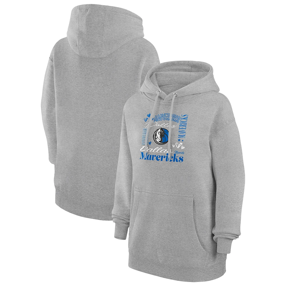 Women's G-III 4Her by Carl Banks Heather Gray Dallas Mavericks Team Collage Graphic Fleece Pullover Hoodie