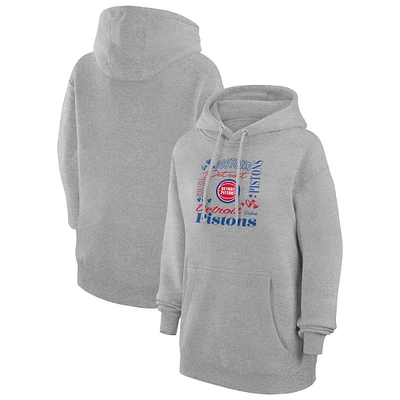Women's G-III 4Her by Carl Banks Heather Gray Detroit Pistons Team Collage Graphic Fleece Pullover Hoodie