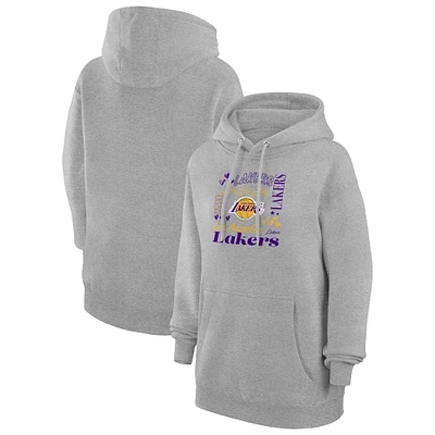 Women's G-III 4Her by Carl Banks Heather Gray Los Angeles Lakers Team Collage Graphic Fleece Pullover Hoodie