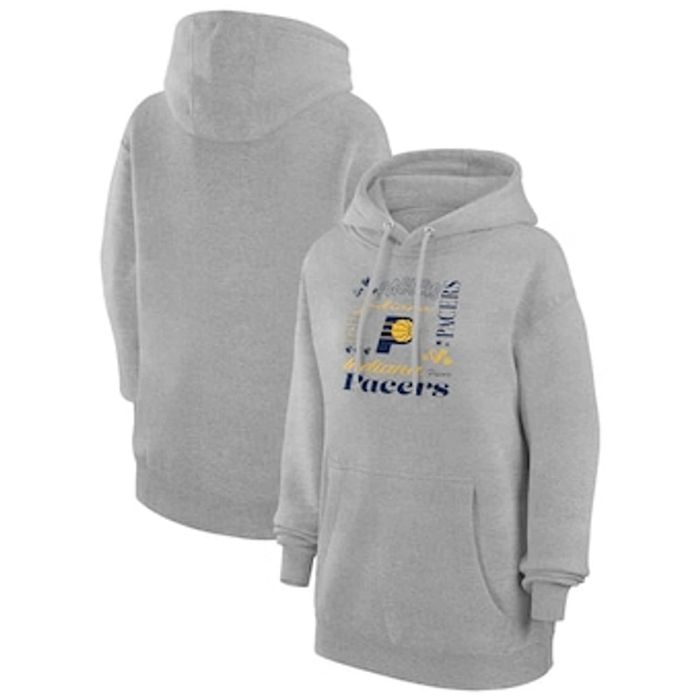 Women's G-III 4Her by Carl Banks Heather Gray Indiana Pacers Team Collage Graphic Fleece Pullover Hoodie