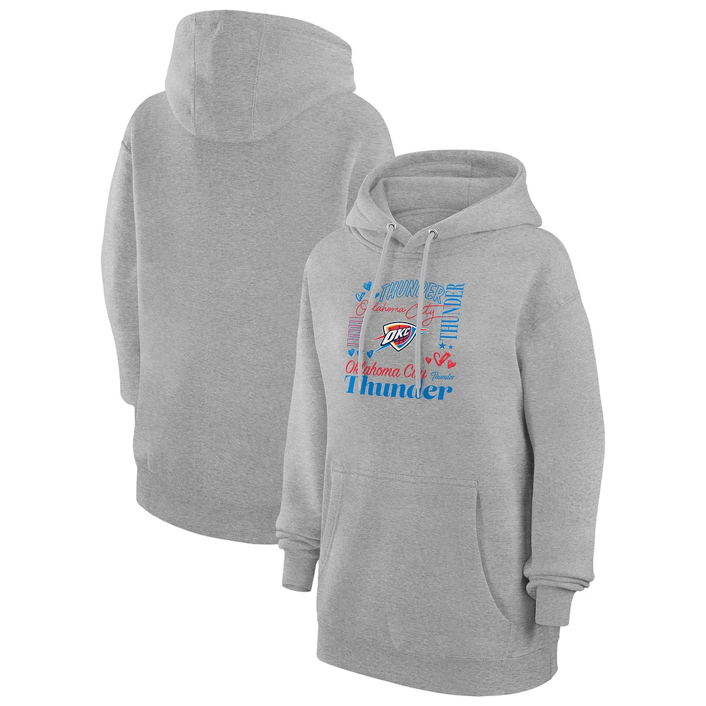 Women's G-III 4Her by Carl Banks Heather Gray Oklahoma City Thunder Team Collage Graphic Fleece Pullover Hoodie