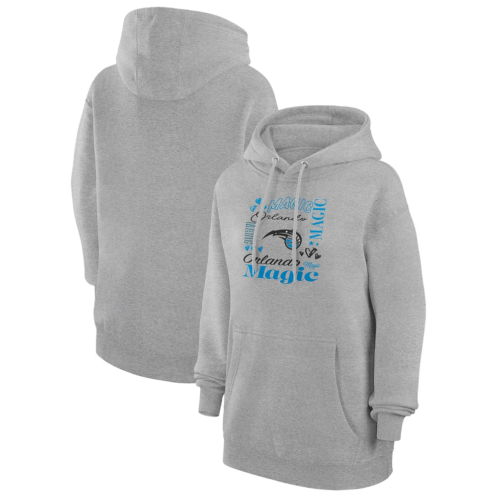 Women's G-III 4Her by Carl Banks Heather Gray Orlando Magic Team Collage Graphic Fleece Pullover Hoodie