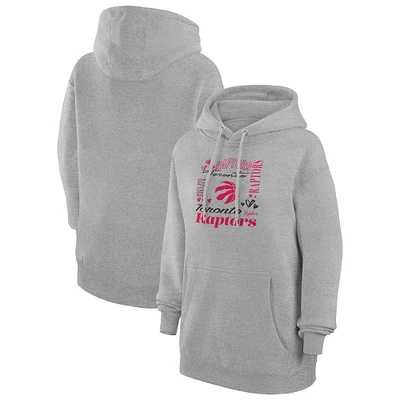 Women's G-III 4Her by Carl Banks Heather Gray Toronto Raptors Team Collage Graphic Fleece Pullover Hoodie