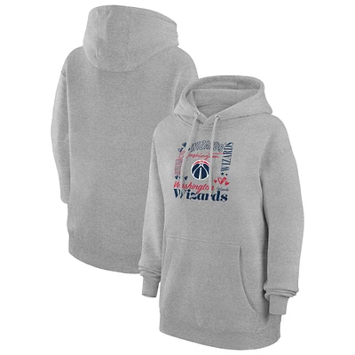 Women's G-III 4Her by Carl Banks Heather Gray Washington Wizards Team Collage Graphic Fleece Pullover Hoodie