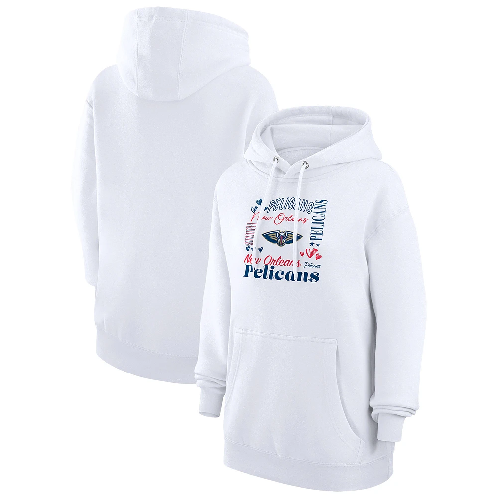Women's G-III 4Her by Carl Banks White New Orleans Pelicans Team Collage Graphic Fleece Pullover Hoodie